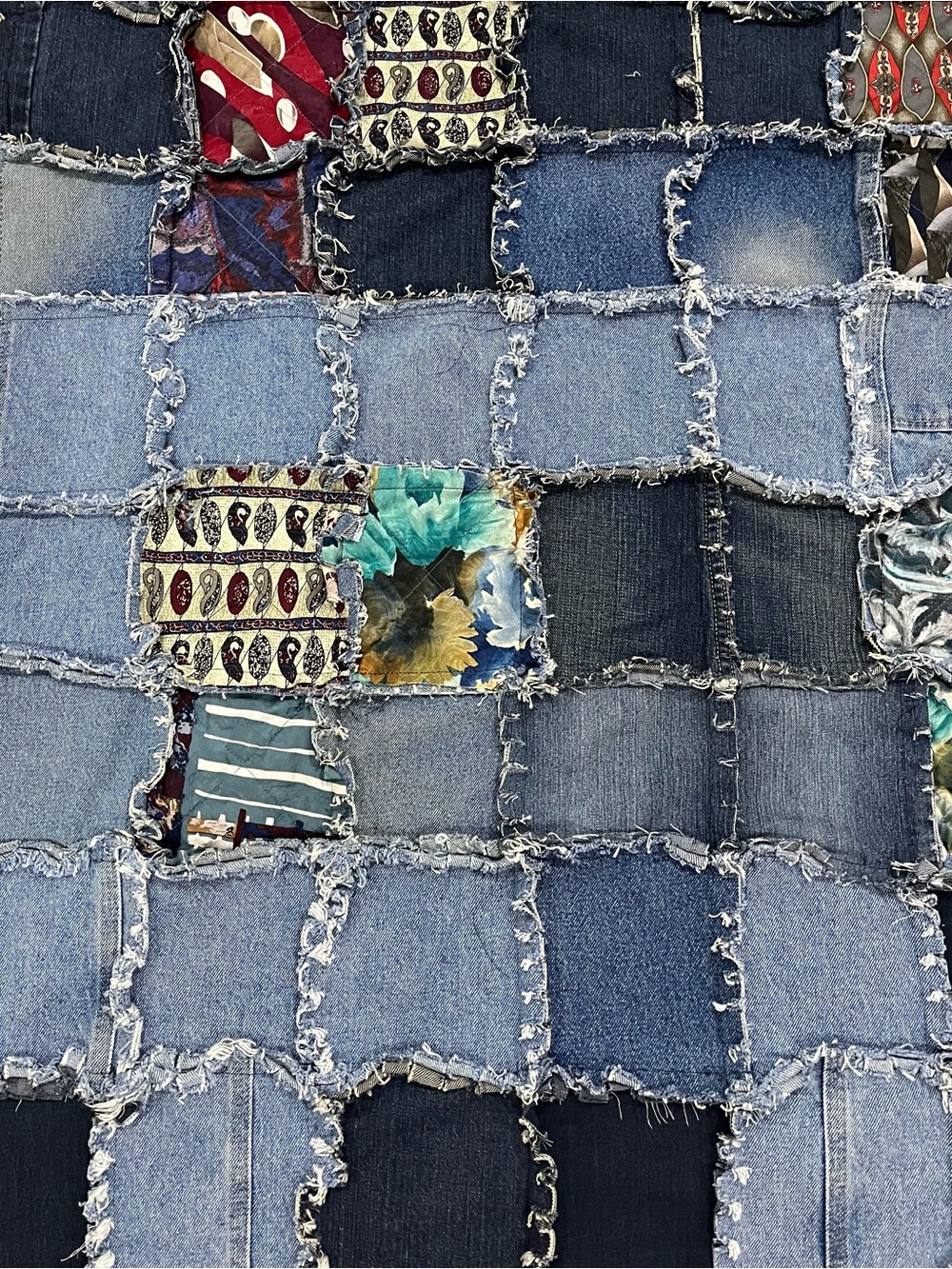 Handmade Denim Patchwork Rag Quilt - Blue Multi - Picture 2 of 2